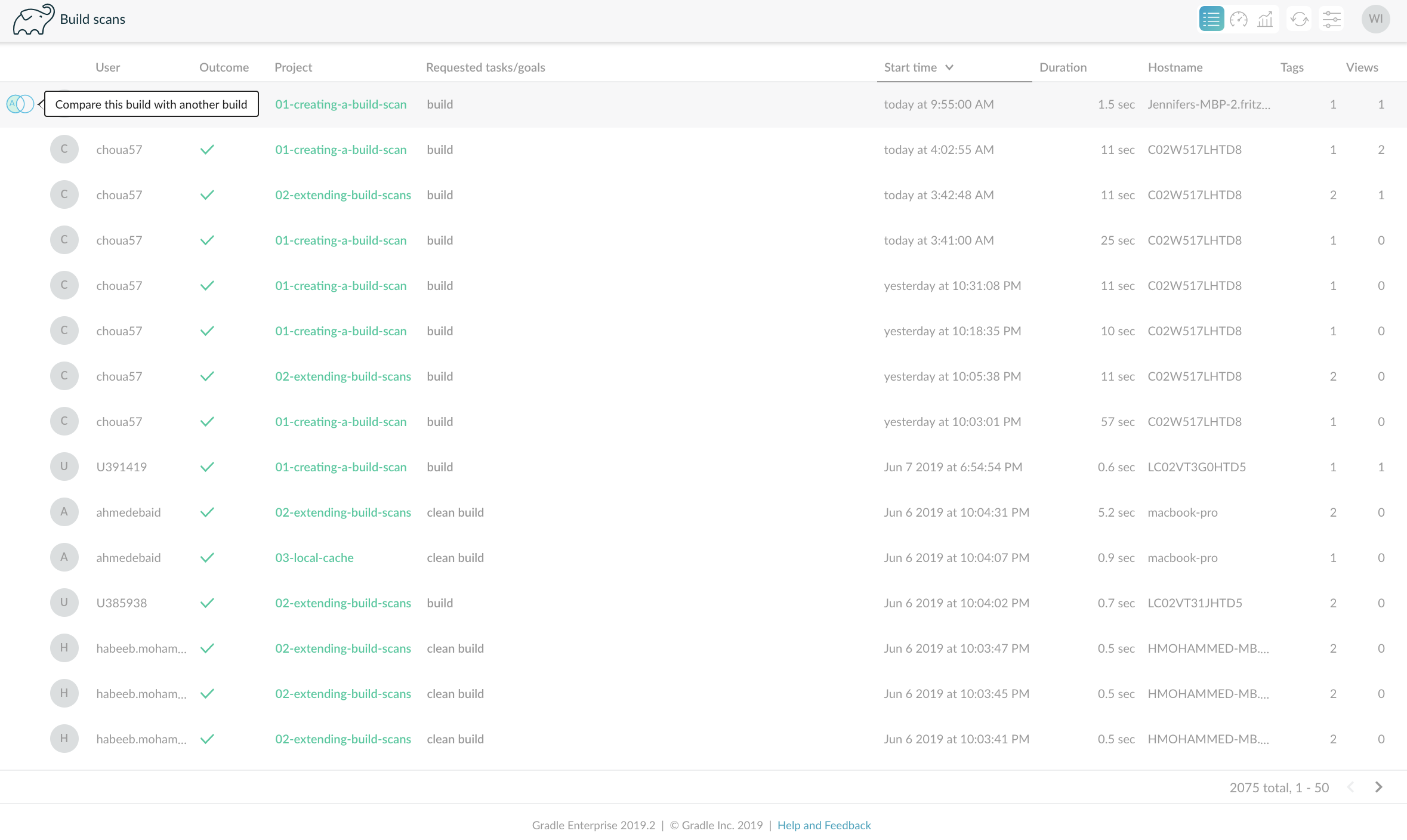 scan list